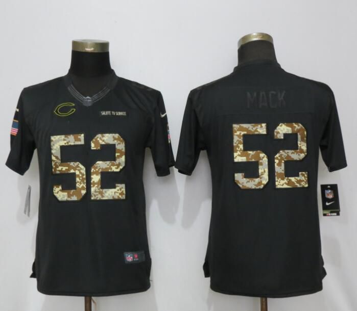 Women Chicago Bears #52 Mack Anthracite Salute To Service Nike Limited NFL Jerseys->women nfl jersey->Women Jersey